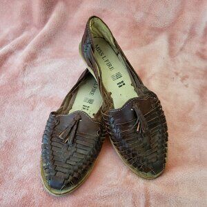 Authentic Leather Tassel Huaraches Sandals Brown Size 41 / 10 Miss L Fire